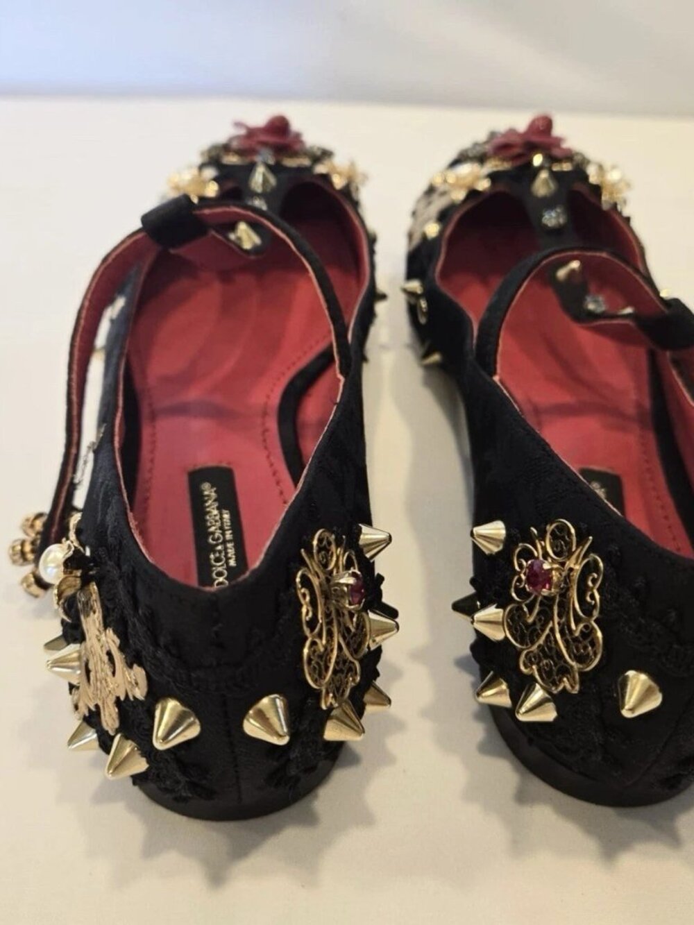 Authentic Dolce & Gabbana Mary Jane Floral Flat With Embellishments Size 38 - Picture 3 of 8